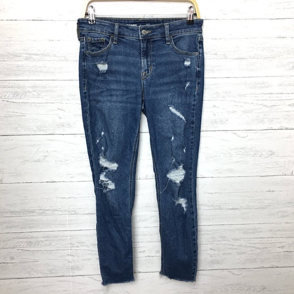 Old Navy Women's Jeans Rockstar Super Skinny Mid Rise Distressed size 4